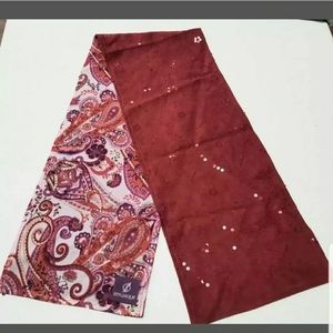 Red Paisley Scarf Microsuede Polyester OSFA!